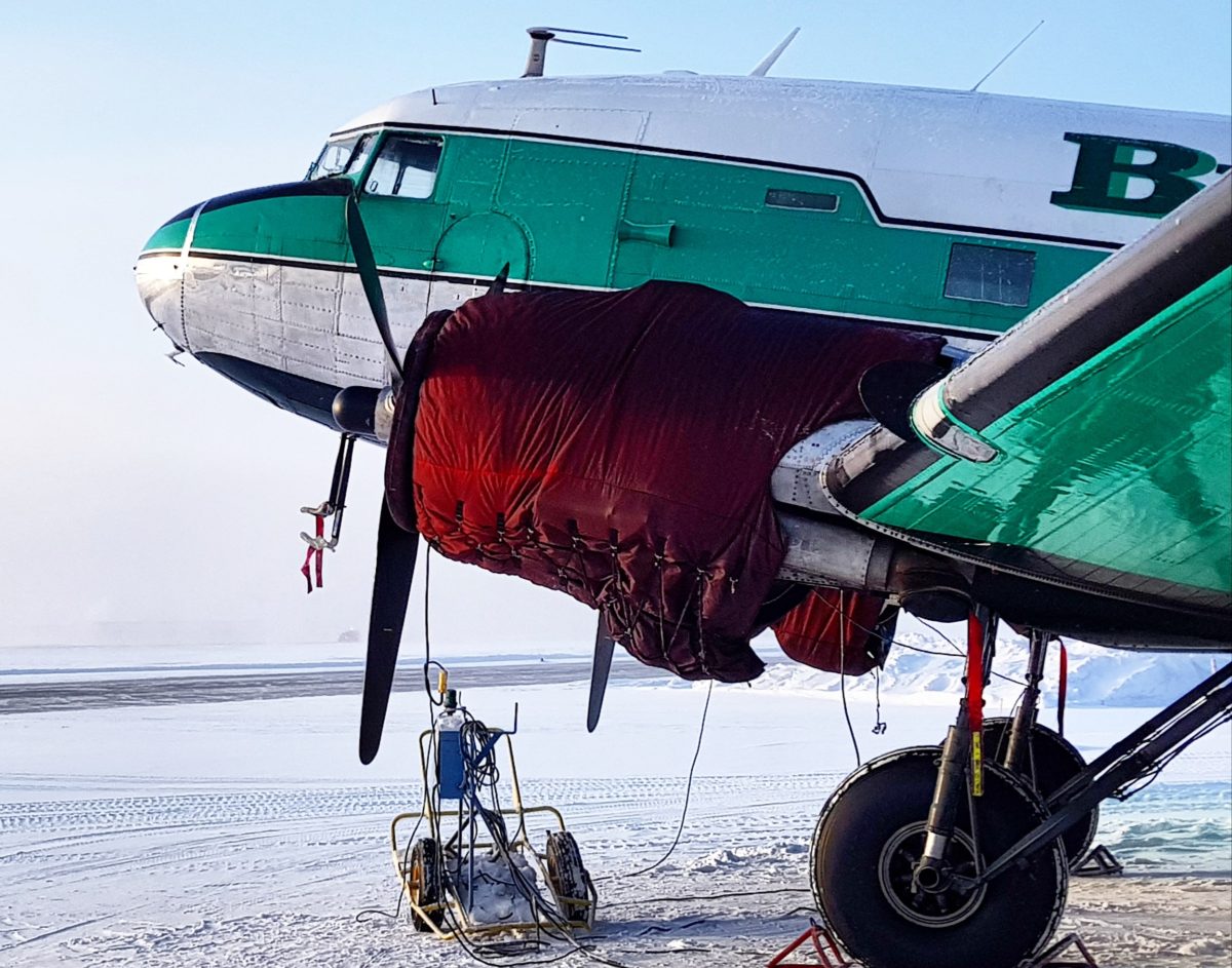 DC-3 engine wrapped against the cold